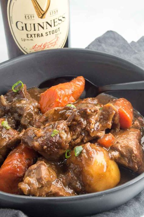 Slow-cooked lamb chunks in a velvety Guinness broth provide a delicious meal for spring or to celebrate St patricks day! Irish Lamb Stew, Lamb Stew Recipes, Irish Stew, Lamb Dishes, Lamb Stew, One Pot Meal, Easy Comfort Food, Stew Recipe, Irish Recipes