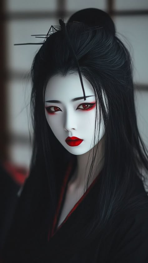 Mujeres Tattoo, Asian Artwork, Female Samurai, Geisha Art, Spooky Party, Vampire Girls, Japanese Geisha, Samurai Art, Gothic Beauty