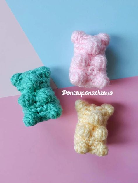 Crochet Mini Gummy Bear, Crochet Gummy Bear Keychain, Amigurumi Gummy Bear, Crochet Gummy Worm Pattern, Crochet Mini Plushies Free Pattern, Crochet Gummy Bear Pattern Free, No Sew Free Crochet Pattern, Gummy Bear Crochet Pattern, Quick Amigurumi Pattern