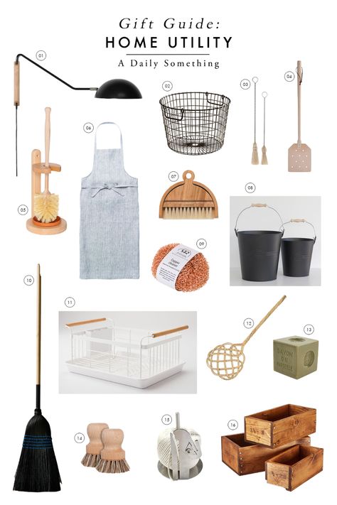 A gift guide for beautiful home utility items curated by Rebecca of A Daily Something. #formandfunction #giftguide #homeutilitygiftguide #beautifulcleaningsupplies #kitchencleaningsupplies #beautifulcleaningtools #beautifulcleaningsupplies #giftsforhomemakers Capsule Kitchen, Sparrow Academy, Spring Bedroom, Clean Pots, Cleaning Gift, Family Diy, Natural Lifestyle, Wooden Storage Boxes, Nordic Home