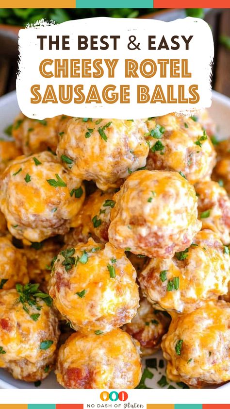 Looking for a crowd-pleasing appetizer? These Cheesy Rotel Sausage Balls are packed with flavor and so easy to make! Perfect for game days, parties, or a simple family snack. Made with sausage, Rotel, cream cheese, and Bisquick, they are irresistible. Try them today and watch them disappear in minutes! Don't forget to save this recipe for your next event! Pizza Sausage Balls, Sausage Balls Appetizer, Sausage Snacks Appetizers, Bisquick Sausage Ball Recipe, Rotel Sausage And Cream Cheese Crescents, Sausage Balls Without Bisquick, Best Sausage Ball Recipe, Bisquick Sausage Balls, Easy Sausage Balls Recipes