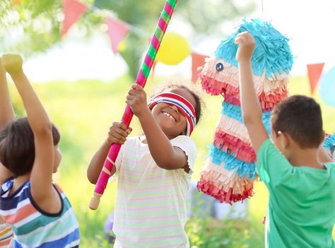 budget-friendly kids birthday party ideas, birthday party piñata Activities For Toddler Birthday Party, Pinata Game, Creative Birthday Party Ideas, Childrens Party Games, Birthday Party Games For Kids, Birthday Party At Home, Budget Party, Toddler Birthday Party, Party At Home