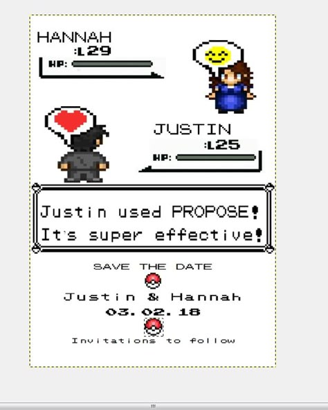 Cute Pokemon themed save-the-date Nerd Save The Date, Geek Proposal Ideas, Nerdy Save The Date Ideas, Nerdy Save The Date, Pokemon Theme Wedding, Pokemon Wedding Invitations, Pokemon Wedding Theme, Wedding Pokemon, Pokemon Wedding Ideas