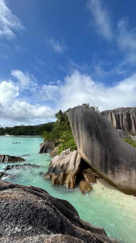 Anse source d’argent 💚 || seychelles || #travel #travelguide #beaches #bestbeach #number1beach #fashion #vaca #inspo #sea #summer #traveltips #travelling #summerplans #islands #islandlife #blue #aesthetic #dinnerideas #rocks #trees || 🐚 Seychelles Mahe Island, Seychelles Aesthetic, Seychelles Africa, Seychelles Beach, Gap Year Travel, Seychelles Islands, Pretty Beach, Dream Travel Destinations, Seychelles