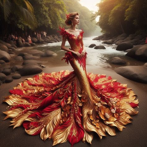 Phoenix Princess, Phoenix Gown, Flame Dress, Phoenix Dress, Butterfly Fashion, Hi Fashion, Fantasy Gowns, Dress Inspo, Fantasy Dress