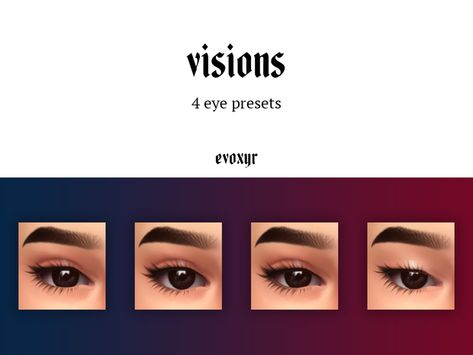 visions ; eye presets | evoxyr on Patreon Sims 4 Nesurii, Sims 4 Cc Skin Details Tsr, Sims 4 Eyes Presets Maxis Match, S4cc Presets, Ts4cc Presets, Sims 4 Cc Eyes Preset Shape, Sims 4 Cosmetics Cc, Sims4cc Presets, Ts4 Cas Cc