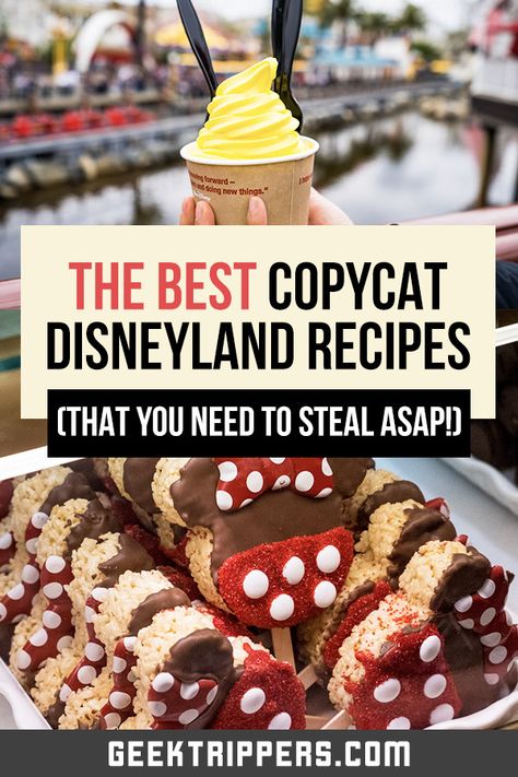 Diy Disney Food, Disneyland Treats Diy, Disneyland Desserts Recipes, Disney Park Food Recipes, Disney Copycat Recipes Desserts, Disney Copycat Recipes Dinner, Disney Treats Recipes, Disney Cruise Recipes, Disney Christmas Recipes