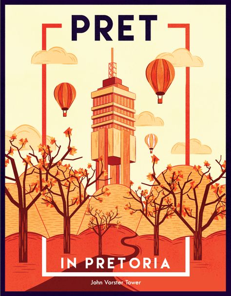 "Pret in Pretoria" by Maggie de Vos ___postcards celebrating Pretoria. Monochromatic Illustration, African Images, South Africa Art, Africa Photography, Monochromatic Art, Corporate Art, Digital Art Beginner, Theatre Poster, Inspiring Images