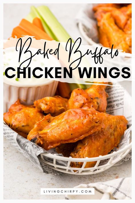 Baked Buffalo Chicken Wings Baked Buffalo Chicken Wings, Hot Sauce Chicken, Wing Sauce Recipes, Wings Recipe Buffalo, Baked Buffalo Chicken, Buffalo Chicken Wings, Fun Friday, Football Sunday, Chicken Main Dishes