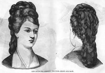 Looped braids 1870s Hair, Edwardian Accessories, 1870s Hairstyles, 1860s Hairstyles, Period Hairstyles, 1800s Hairstyles, 19th Century Hair, Loose Chignon, Steampunk Hair