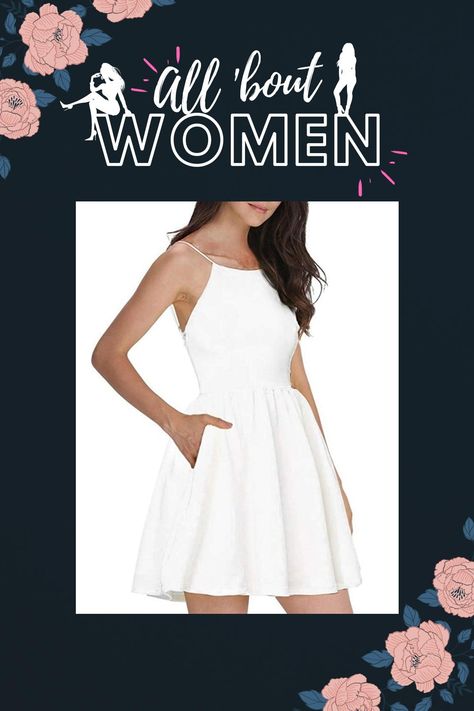 White Dresses For Teens, Mini Casual Dress, White Backless Dress, White Spaghetti Strap Dress, Spaghetti Dress, Backless Dress Short, Elegant Dresses Short, Flare Dresses, A Line Cocktail Dress