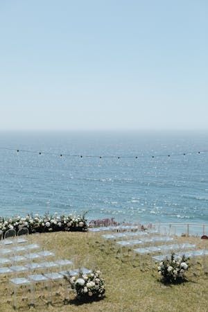 Beautiful Waterfront Wedding at Birdview Estate in Malibu, California | 28 more photos on PartySlate Water Front Wedding, Waterfront Wedding Ceremony, Malibu Wedding, Signature Cocktails, Waterfront Wedding, Wedding Set Up, Malibu California, Coastal Wedding, Wedding Aesthetic