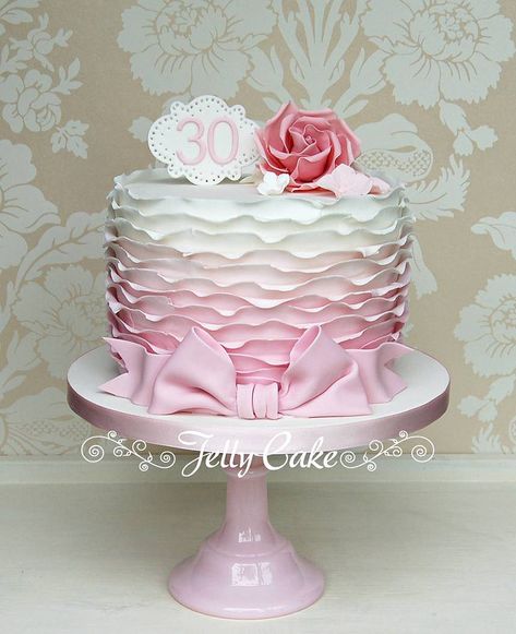 30th Birthday Cake For Women, Pink Ruffle Cake, 30th Birthday Cake Topper, 25th Birthday Cakes, 30th Birthday Cake, 30 Birthday Cake, Pink Birthday Cakes, Cupcakes Decorados, Birthday Cakes For Women