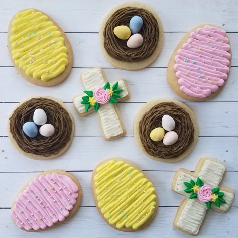 Easter Cookies With Buttercream Icing, Spring Sugar Cookies Buttercream, Easter Sugar Cookies Decorated Buttercream, Egg Sugar Cookies Decorated, Easter Cookies Buttercream, Easter Cookies Decorated Buttercream, Easter Sugar Cookies With Buttercream, Easter Buttercream Cookies, Easter Sugar Cookies Decorated