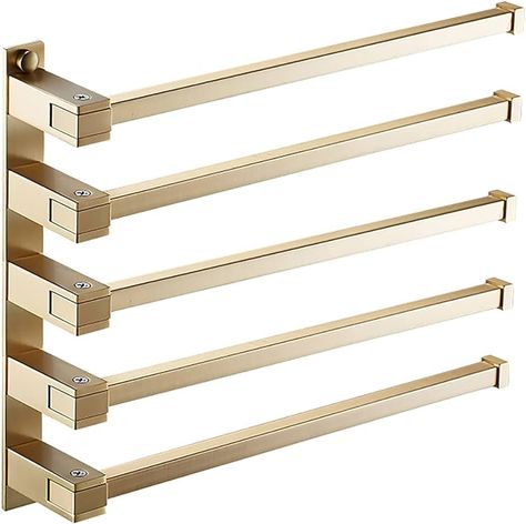 Amazon.com: Swivel Towel Rack 4 Swing Arm Bathroom Towel Bar Wall Mounted Thick Brass Rustproof Hanging Holder Brushed Gold Finish Shower Room, Kitchen,three : Home & Kitchen Swivel Towel Rack, Clothes Valet, Bathroom Goals, Hanging Bar, Bathroom Towel Bar, Bar Wall, Clothes Drying Racks, Bathroom Towel, Kids Bath