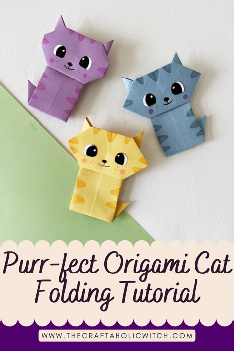 Dive into the world of paper magic! Learn two distinct origami cat folding methods with our visually stunning video tutorial. A whimsical journey awaits! | origami cat tutorial, DIY paper crafting, origami cat folds, creative crafting ideas, step-by-step origami guide, video tutorial for origami, cat lovers' crafts, paper art for beginners | Origami Cat Step By Step, Origami Crafts Step By Step, Origami Art Tutorial, Origami Art Step By Step, Diy Origami Step By Step, Origami Animals Step By Step, Paper Folding Crafts For Kids, Origami Cat Tutorial, Origami Cute