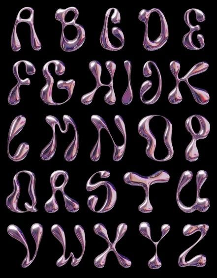 Y2k Bubble Letters, Y2k Letters Alphabet, Y2k Fonts Alphabet, Blender Typography, Y2k Lettering, Y2k Alphabet, Y2k Letters, Y2k Typography, Pretty Alphabet