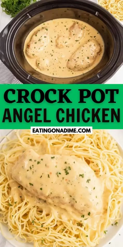 Low Sodium Crockpot Chicken, Low Sodium Chicken Crockpot Recipes, Crock Pot Angel Chicken Recipe, Chicken Over Noodles, Crockpot Boneless Chicken Breast Recipes, Angel Chicken Recipe, Heavenly Chicken Recipe, Vegetable Slow Cooker, Angel Chicken