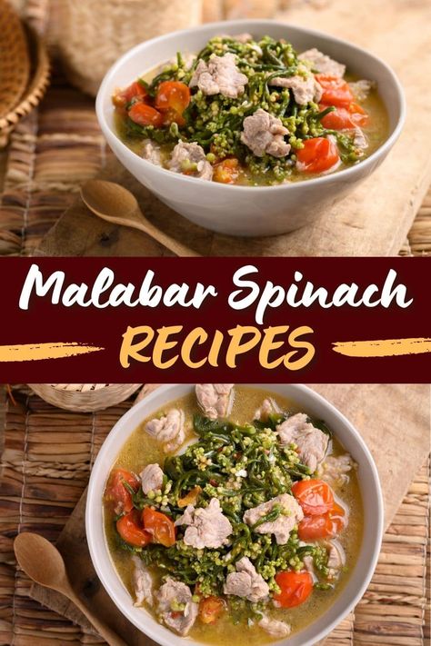 Malabar Spinach Soup, Malabar Spinach Recipes, Spinach Dal, Malabar Spinach, Chinese Stir Fry, Soup With Ground Beef, Spinach Curry, Tasty Meals, Spinach Soup