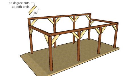 Single Car Lean to Carport - Free DIY Plans | HowToSpecialist - How to Build, Step by Step DIY Plans Lean To Carport, Diy Carport, Lean To Roof, Carport Plans, How To Build Steps, Car Port, Asphalt Roof Shingles, Wooden Posts, Roofing Sheets