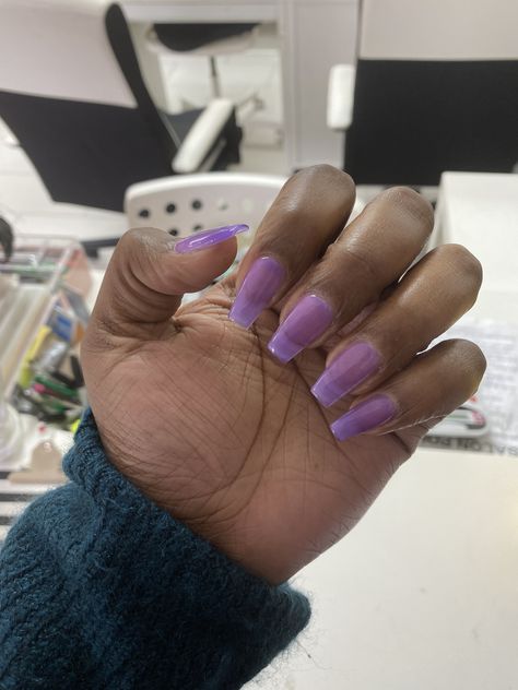 #purple #jellynails #coffinnails Light Purple Acrylic Nails Almond, Jelly Purple Nails, Purple Acrylic Nails Almond, Light Purple Acrylic Nails, Purple Jelly Nails, Nails Light Purple, Purple Acrylic Nails, Nails Purple, Purple Acrylic