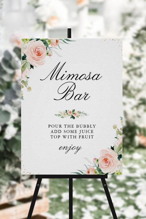 Pink blush floral bridal shower mImosa bar sign Mimosa Bar Sign, Mimosa Bar, Shower Supplies, Floral Bridal Shower, Bar Sign, Floral Bridal, Pink Blush, Create Sign, Bar Signs