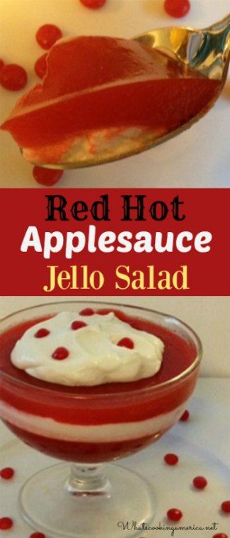 Red Hot Applesauce Jello Salad Red Hot Jello, Red Hot Applesauce, Applesauce Jello, Salad Christmas, Hot Salad, Congealed Salad, Jello Mold Recipes, Jello Dessert Recipes, Lemon Jello