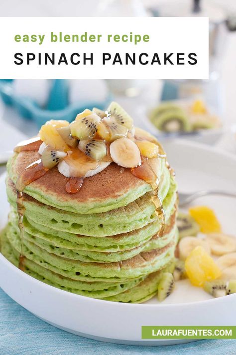 Resep Pancake, Veggie Pancakes, Matcha Pancakes, Green Pancakes, Green Leafy Vegetables, Spinach Pancakes, Pancake Calories, Pancake Toppings, Pancakes Healthy