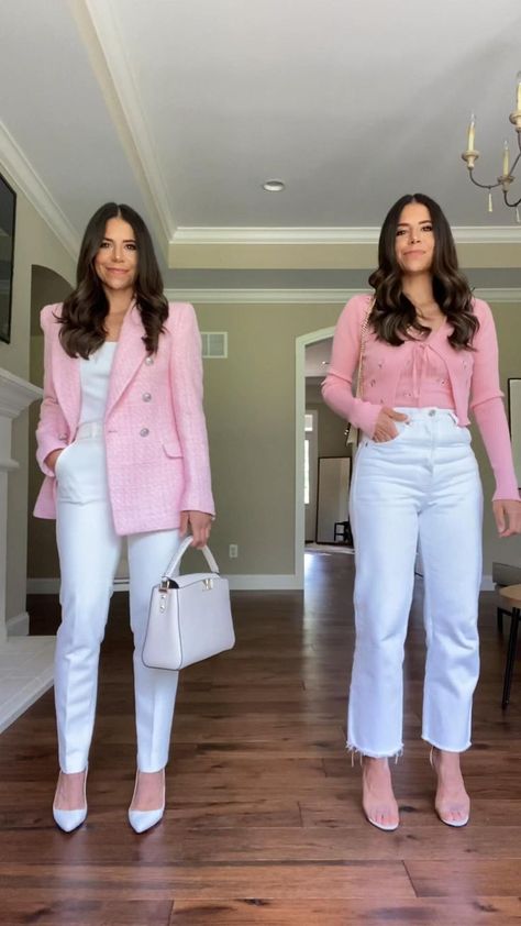 Light Pink Blazer Outfit, Pink Jacket Outfit, Buisness Outfits, Casual Outfits For Work, Tweed Jacket Outfit, Fashion Casual Outfits, Women's Workwear Fashion, Career Outfits, Look Office