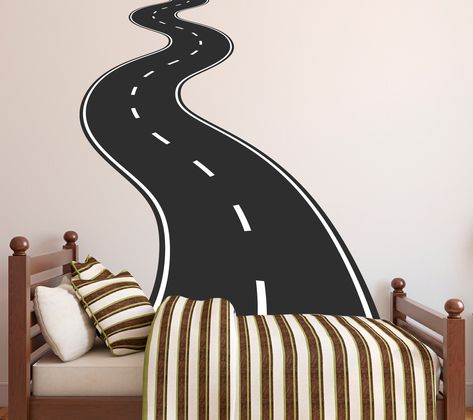 Road Wall Decal Way Highway Vinyl Sticker Track Route Wall Decor Kids Playroom Boys Room Wall Art Mural Automotive Bedroom Mural Sticker - Etsy Car Toddler Room, Disney Cars Bedroom, Playroom Boys, Car Themed Bedrooms, Bedroom Mural, Wall Art Mural, Cars Room, Car Bedroom, Boys Room Wall Art