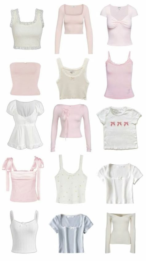 White Aesthetic Coquette, Pink White Aesthetic, Coquette Fits, Coquette Clothes, Top Inspiration, Coquette Top, Kawaii Coquette, Coquette Outfits, Types Of Clothes