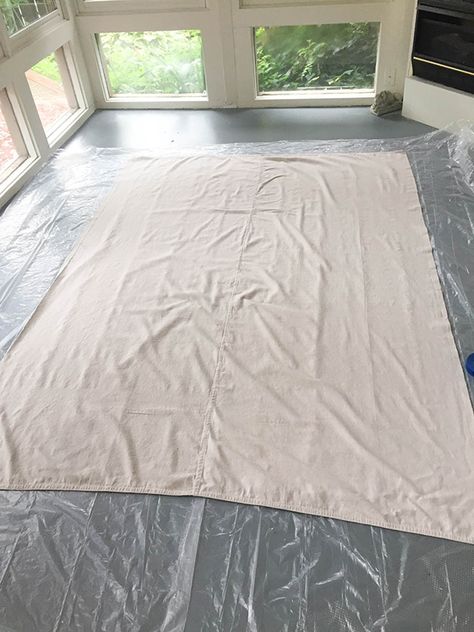 PAINTED DROP CLOTH RUG DIY - Trinkets and Love Stencil Drop Cloth Curtains, Canvas Drop Cloth Projects, Painted Drop Cloth Rug, Canvas Drop Cloth Rug, Drop Cloth Rug Diy Outdoor, Paint Drop Cloth Ideas, Painted Canvas Rugs Diy, How To Make A Floor Cloth, Diy Drop Cloth Projects