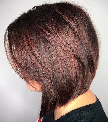 Mahogany Red A-line Bob Summer Hair Color Ideas For Short Hair, Short Hairstyle Women Fine Hair Bob, Short Bob Haircuts Side Part, Shoulder Length Angled Bob Haircuts, Medium Length Bob With Layers, Razor Cut Hairstyles, Fine Hair Cuts, A Line Haircut, Line Bob Haircut