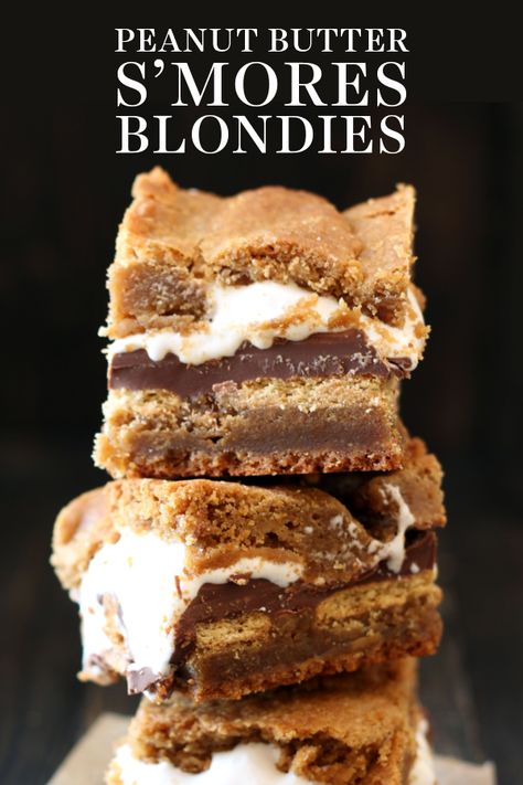 Blondies Dessert, Peanut Butter Smores, Butterscotch Blondies, Easy Homemade Desserts, Smores Dessert, Hershey Chocolate Bar, Homemade Recipes Dessert, Blondies Recipe, Half Baked