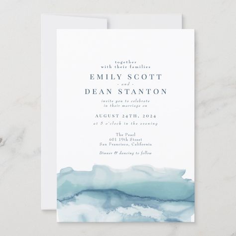 Coastal Wedding Invitations, Watercolor Bridal Shower Invitations, Ocean Watercolor, Nautical Wedding Invitations, Watercolor Beach, Wedding Watercolor, Sea Wedding, Watercolor Wedding Invitation, Ocean Wedding