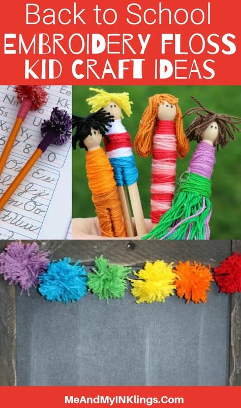 Floss Crafts, Crafts With Embroidery Floss, Embroidery Floss Crafts Projects Ideas, Embroidery Thread Crafts, Embroidery Floss Projects, Embroidery Floss Crafts, School Kids Crafts, Quick And Easy Crafts, String Crafts