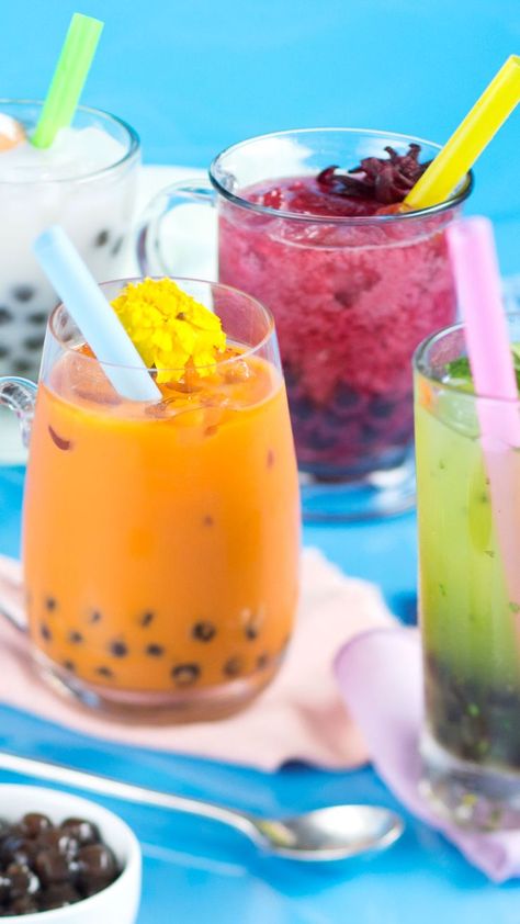 Homemade Boba Tea, Liquid Desserts, Homemade Boba, Boba Tea Recipe, Boba Recipe, Bubble Tea Recipe, Asian Sweets, Drinks Smoothies, Boba Drink