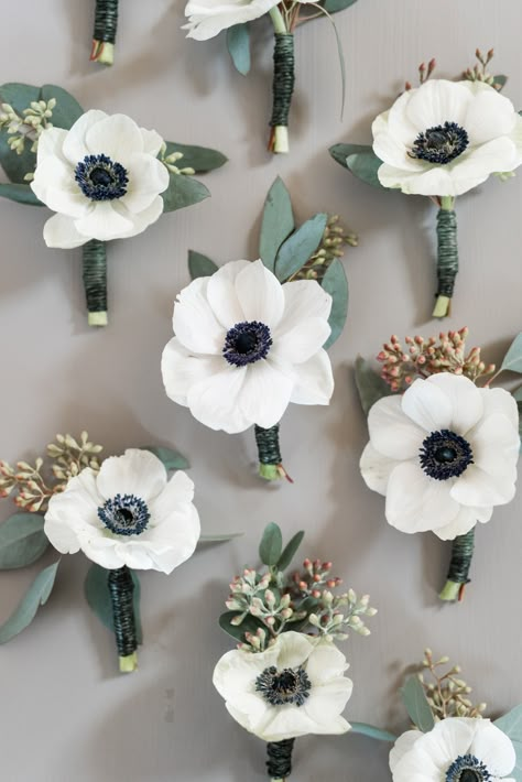 Anemone Boutonniere, Bouquet Succulent, Audrey Rose, Groomsmen Boutonniere, White Wedding Bouquets, Organic Wedding, Flowers And Greenery, Boutonniere Wedding, Winery Weddings