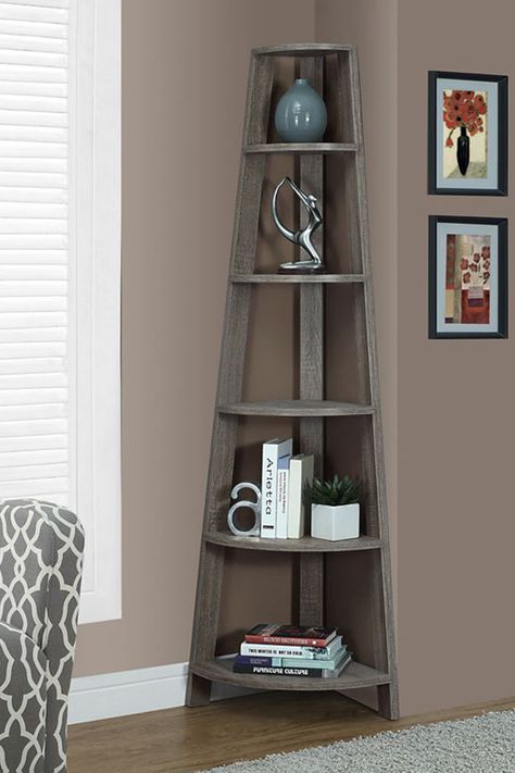 Designed with practical style, this bookshelf has plenty of room to store all your favourite titles. Wicker Shelf, Corner Bookshelves, Corner Shelf, Shelf Design, A Living Room, Home Fashion, My New Room, Living Room Inspiration, Decoration Design