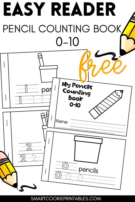 Free Pencil Counting Book 0-10 Number Books Preschool Free Printable, Eric Carle Classroom, Counting Activities Preschool, Number Book, New Academic Year, Printable Worksheets For Kids, Preschool Counting, Free Preschool Printables, Counting Books