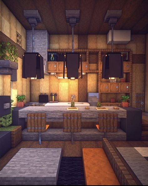 Mincraft Idea Living Room Modern, Minecraft Living Room Modern, Restaurant Design Minecraft, Cafe Minecraft Inside, Cafe Interior Design Minecraft, Minecraft Breakfast Nook, Minecraft Houses Inside Interior Design, Mincraft Idea Restaurant, Minecraft Corner Kitchen