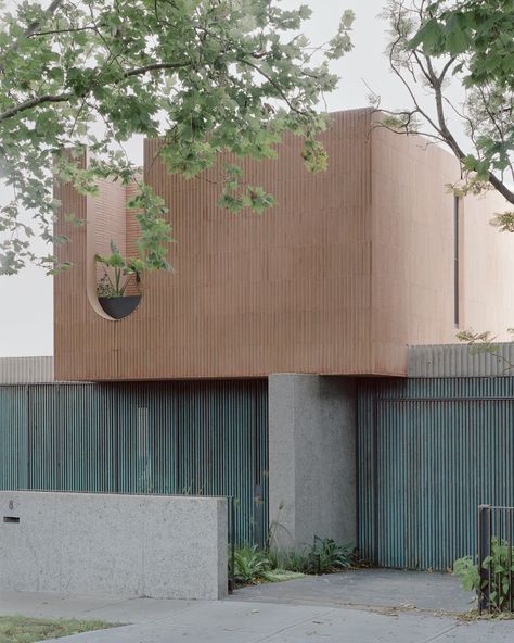 Brick Siding, Coastal House, Street Trees, Internal Courtyard, Metal Siding, Curved Staircase, The Local Project, Australian Architecture, Brick Facade