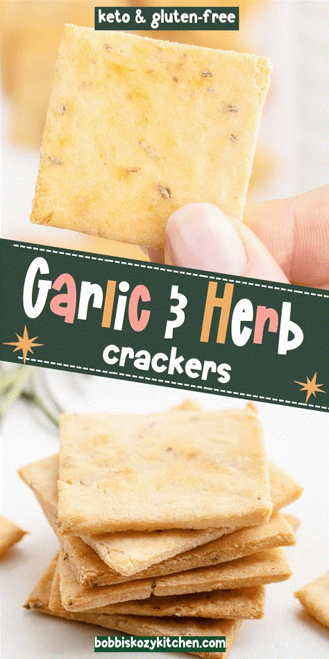 Keto Garlic and Herb Crackers Keto Saltine Crackers, Low Cal Crackers, Keto 2023, Herb Crackers, Keto Crackers Recipe, Bread Recipe Healthy, Tortillas Chips, Homemade Crackers Recipe, Keto Crackers