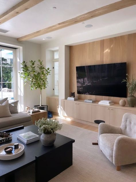 Vaulted Ceiling Tv Wall Ideas, Tv Wall No Fireplace, Tv Unit In Niche Wall, Amber Interiors Tv Room, Arched Built Ins Living Room Tv, Arch Tv Built In, Built In Tv Wall Unit Scandi, Alcove Shelves, Transitional House Plans