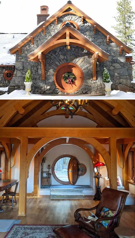 Real Life Hobbit House, Real Hobbit House, Hobbit Tree House, Unique Cottage House Plans, Modern Hobbit House, Hobbit Airbnb, Hobbit House Kit, Unique Tiny Houses, Hobbit Houses Diy