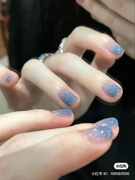 Jelly Blue Nails, Blue Korean Nails, Korean Nails, Nails Blue, Jelly Nails, Nails Ideas, Blue Nails, Little Things, Nail Inspo