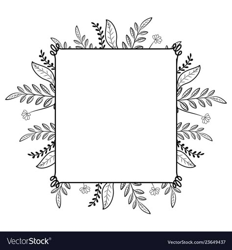 Embroidery Square Frame, Square Cartoon, Square Wreath, Easy Flower Drawings, Framed Tattoo, Embroidery Hoop Art Diy, Wreath Illustration, Bond Paper Design, Flowers Wreath