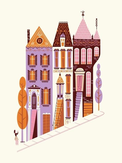 This Pin was discovered by Emma Leigh. Discover (and save!) your own Pins on Pinterest. Ilustrasi Dan Poster, Jamie Thomas, San Francisco Print, Building Illustration, Color Illustration, Shop Illustration, Animal Illustrations, House Illustration, Poster Series