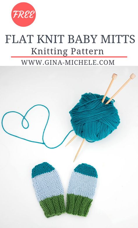 FREE knitting pattern for these Flat Knit Baby Mitts. Perfect for beginners! #knitting #knittingpattern Easy Knit Mittens For Beginners, Baby Mittens Knitting Pattern Free, Baby Mittens Knitting Pattern, Baby Mittens Pattern, Baby Mittens Knitting, Mittens Knitting Pattern, Baby Hat And Mittens, Crochet Baby Mittens, Mittens Knitting