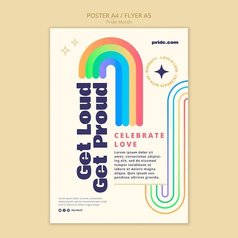 Festive Design Poster, Pride Flyer Design, Pride Social Media Post, Lgbtq Graphic Design, Rainbow Poster Design, Pride Event Poster, Pride Month Poster Design, Pride Month Design, Pride Posters Ideas